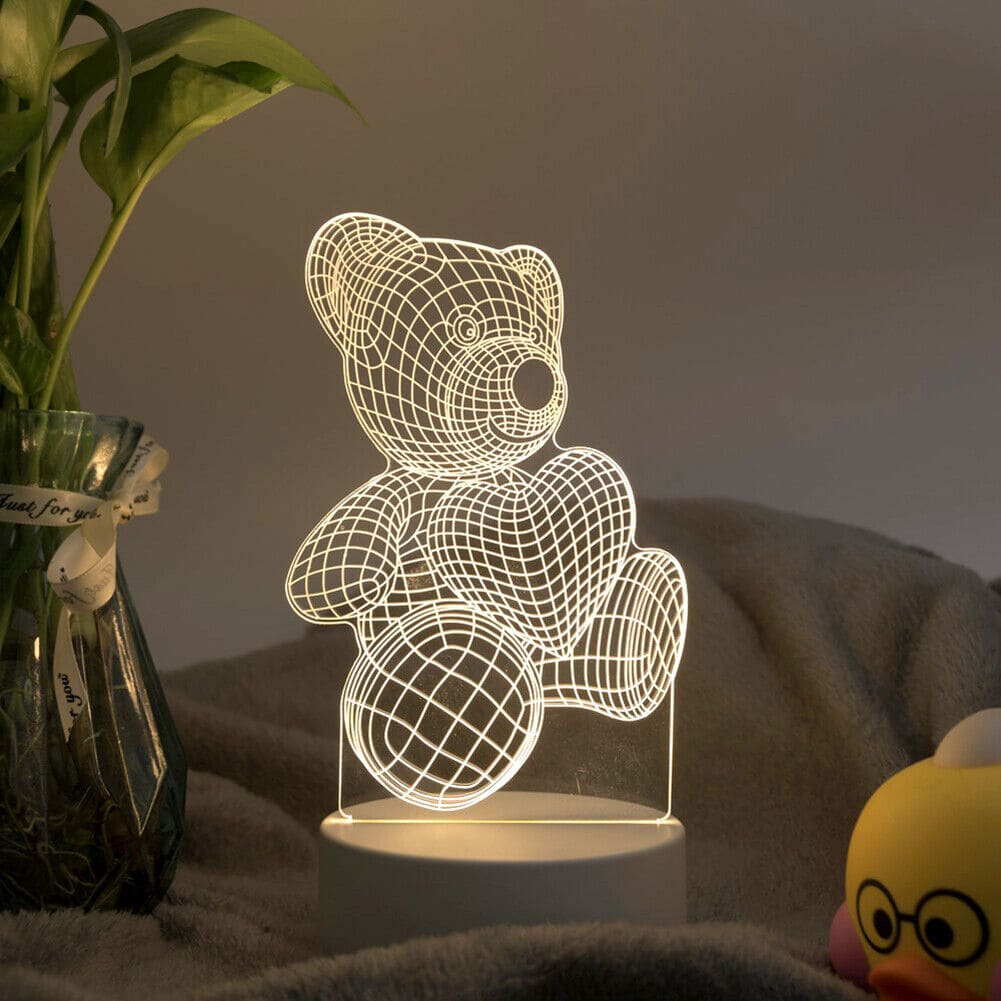 3D Bear Night Lamp, Fancy Lighting Led Room Light, Cute Acrylic Led Lamp for Home, Cute Acrylic Desktop Table Lamp, Kids Decor Night Light 3D Bear Night Lamp, Fancy Lighting Led Room Light, Cute Acrylic Led Lamp for Home, Cute Acrylic Desktop Table Lamp, Kids Decor Night Light